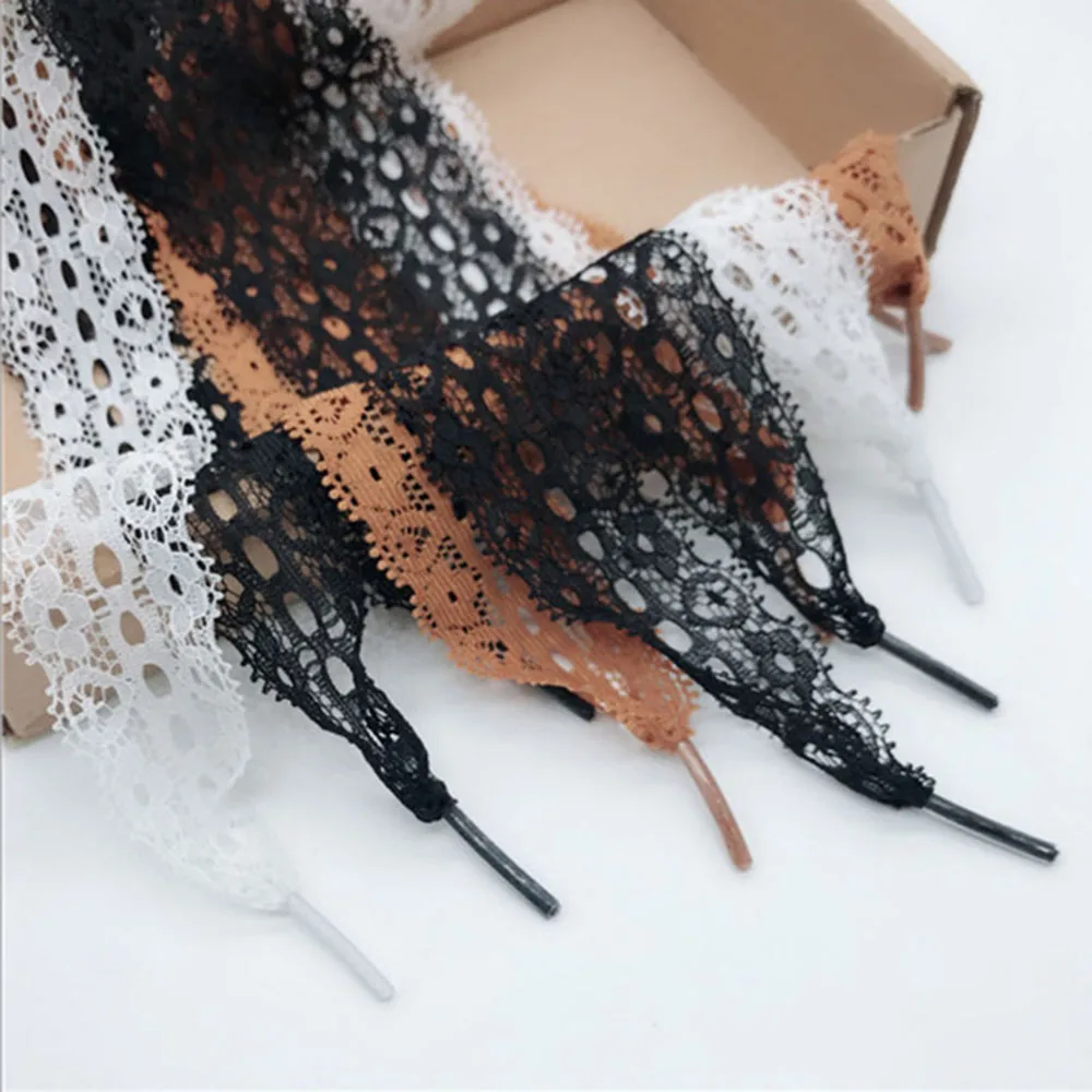 

1 pair Shoelace New 3CM Width Fashion Sexy Lace Shoelaces 80CM/100CM/120CM Length Canvas Sneaker Sport Shoes Laces 3 Colors
