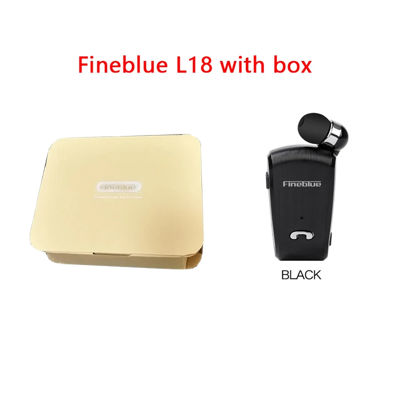 Black with box Fineblue L18 мини беспроводная бизнес Bluetooth гарнитура Спорт драйвер наушники Телескопический зажим F910 F920 F930 F960 f970 F980 - Цвет: Black with box