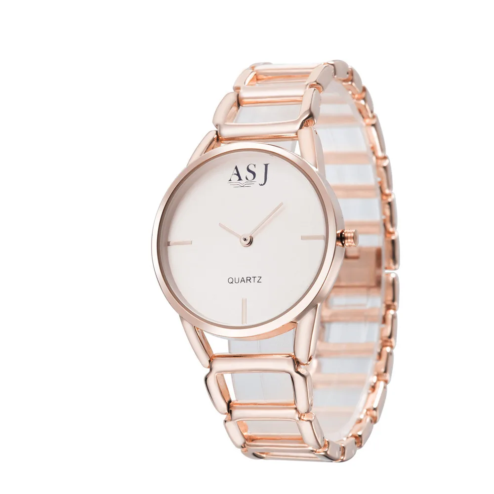 Женские кварцевые часы-браслет из нержавеющей стали 2018 серебристые золотистые