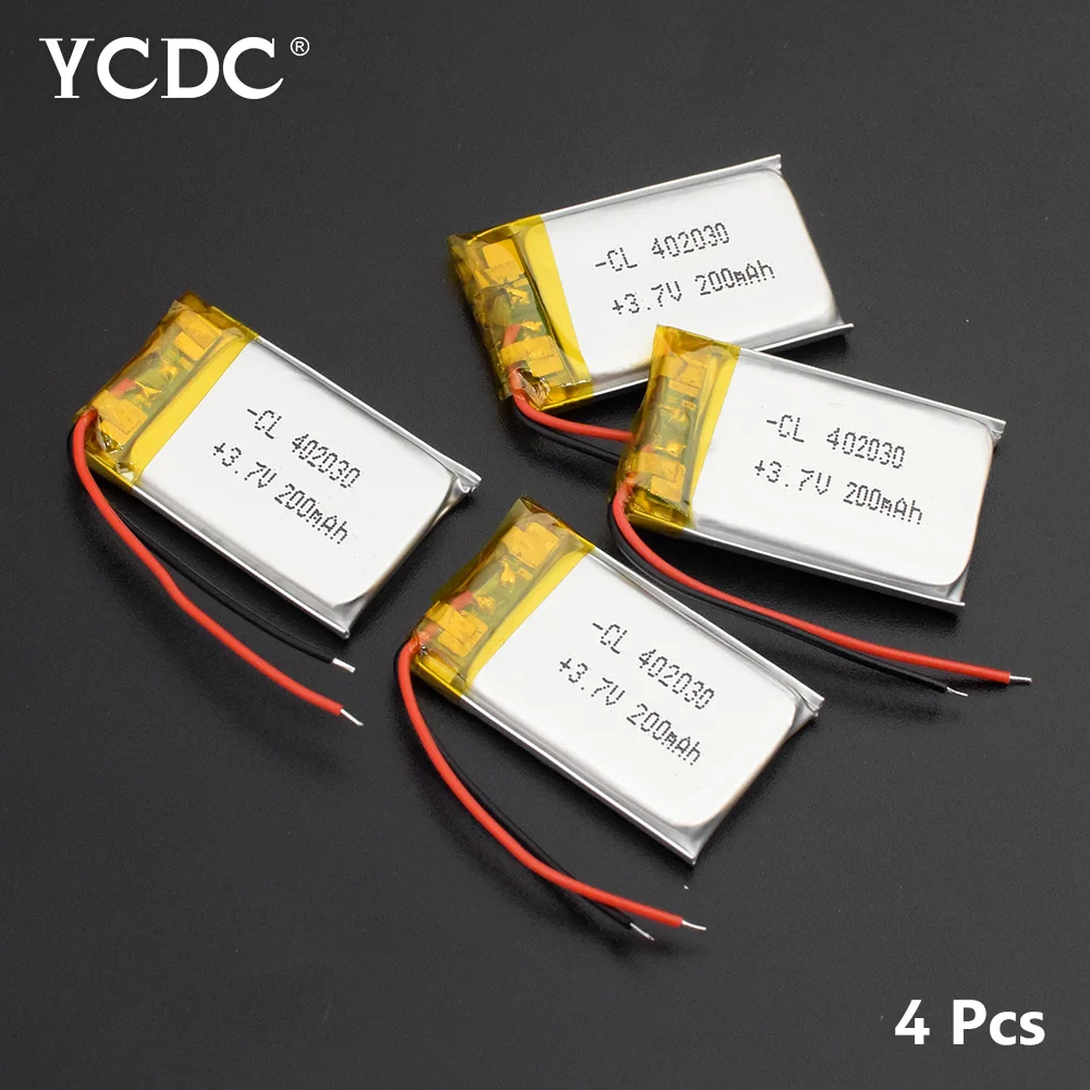 Перезаряжаемый литий-ионный Литий-полимерный аккумулятор 402030 3,7 V 200mAh для Bluetooth gps MP3 MP4 recorder
