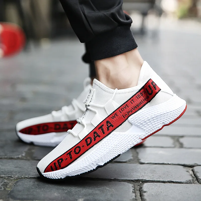 2019 spring and summer new letters sneakers flying woven breathable mesh shoes soft bottom hiking trend casual men's | Обувь