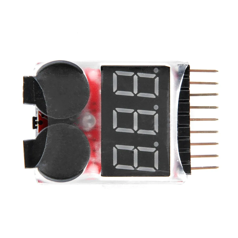 

1-8S LED Lipo Voltage Indicator Checker Tester Low Voltage Buzzer Alarm for Helicopter Airplane Multirotor Racing Drone