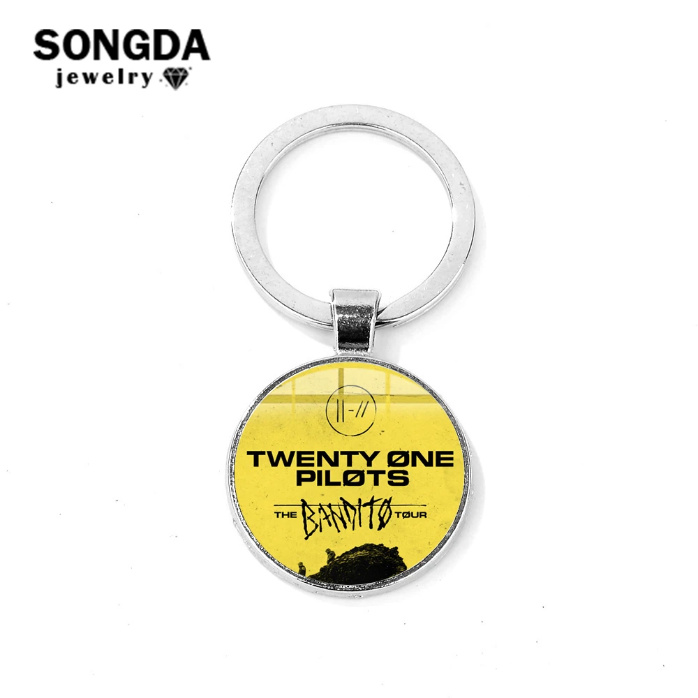 SONGDA Pop Rock Band Twenty One Pilots брелок модный символ стеклянный купол мотоциклетный автомобильный брелок круглая форма брелоки для фанатов