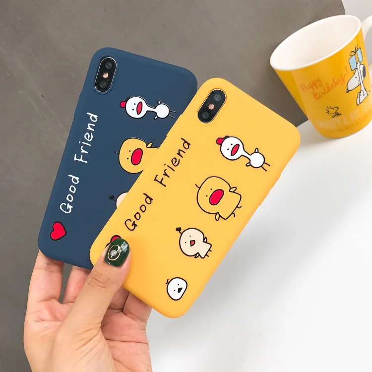 ТПУ милая пара мультфильм мягкий силиконовый чехол для телефона Apple iphoneX XS XR MAX 6 7 8