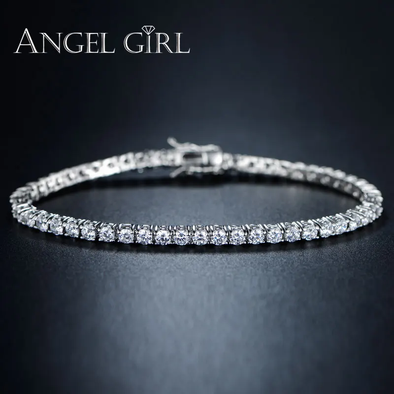 AngelGirl металлическим украшением и закругленным браслет 3/4/5/6 мм с кубическим