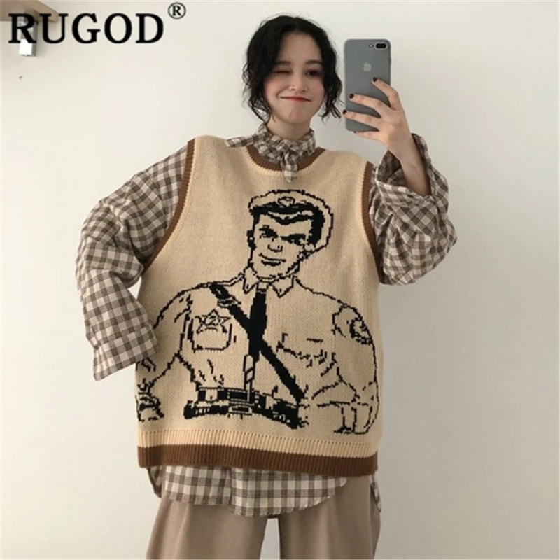 Женский трикотажный жилет RUGOD Повседневный свитер без рукавов с круглым вырезом