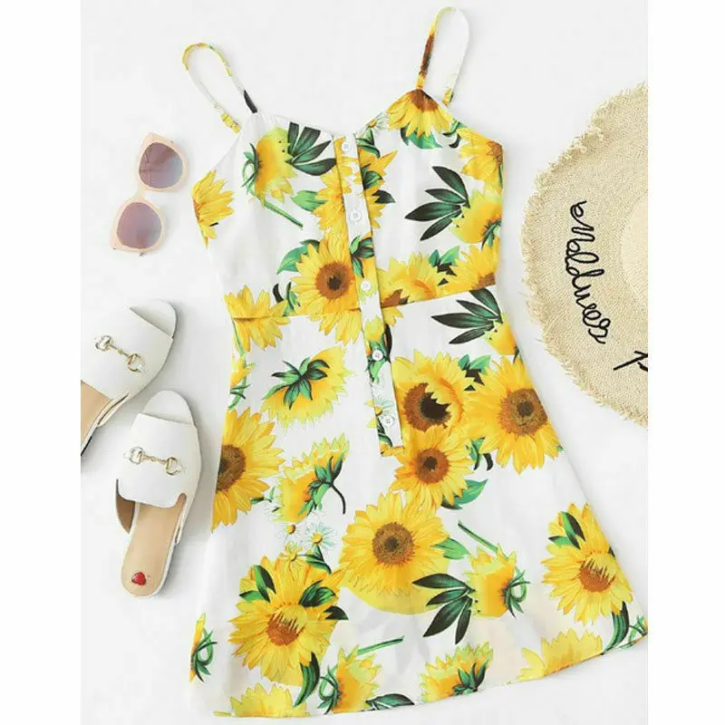 

Summer Women Boho Floral Mini Dress Ladies robe femme Beach Party Sundress vestidos Bodycon dress