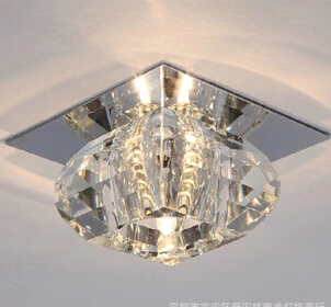 Modern brief 3W LED ceiling light aisle living room square crystal lamp AC 85-265V