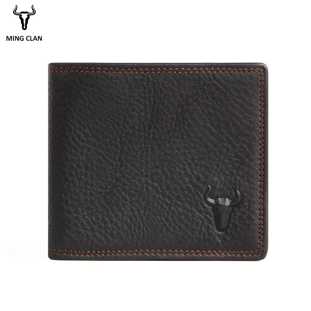 Mingclan Rfid Fashion Short Men Wallets Genuine Leather Male Purse Card Holder Wallet Zipper Wallet Coin Purse Photo Pocket Bag