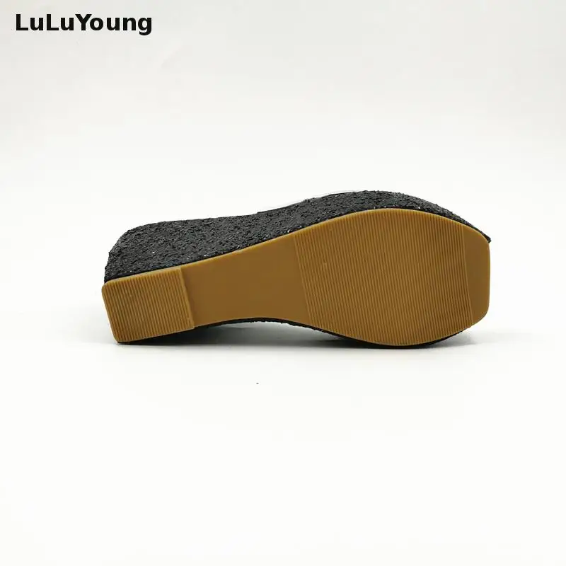 Сандалии женские на танкетке босоножки высоком каблуке прозрачные тапочки