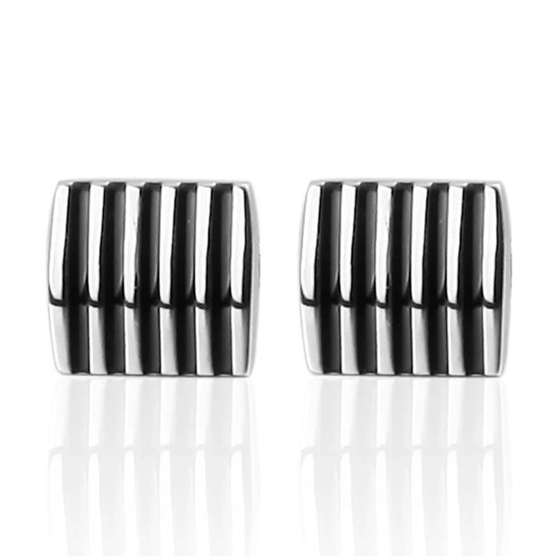 A pair of high quality brass Black Enamel Silvery striped Cufflinks Wedding gift brand men's shirt cuff | Украшения и