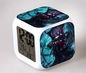 Короткая футболка с героями из японского аниме «League of Legends Интеллектуальный светодиодный 7 цветов Flash цифровой будильники детский ночной Светильник Спальня часы reloj - Цвет: Золотой