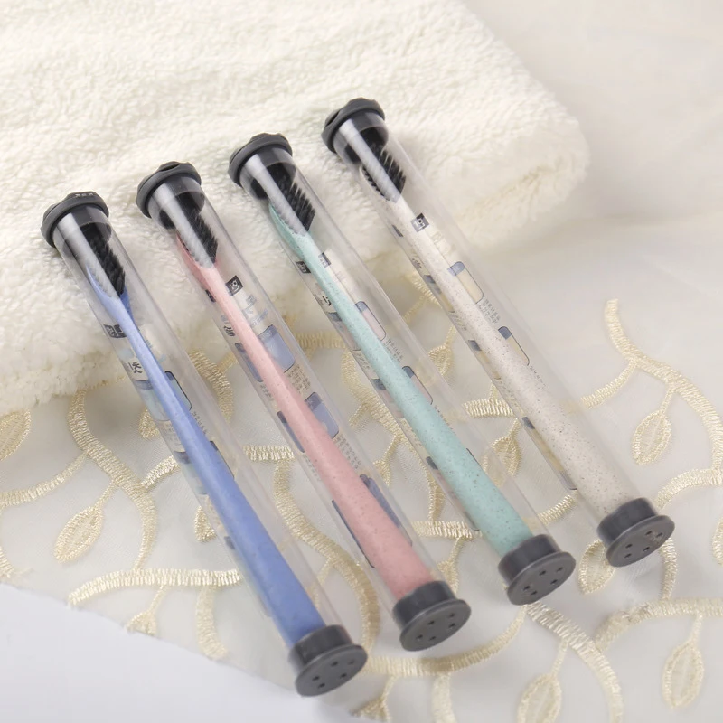 Портативная зубная щетка с ручкой из пшеничной соломы бамбуковым углем Мягкая