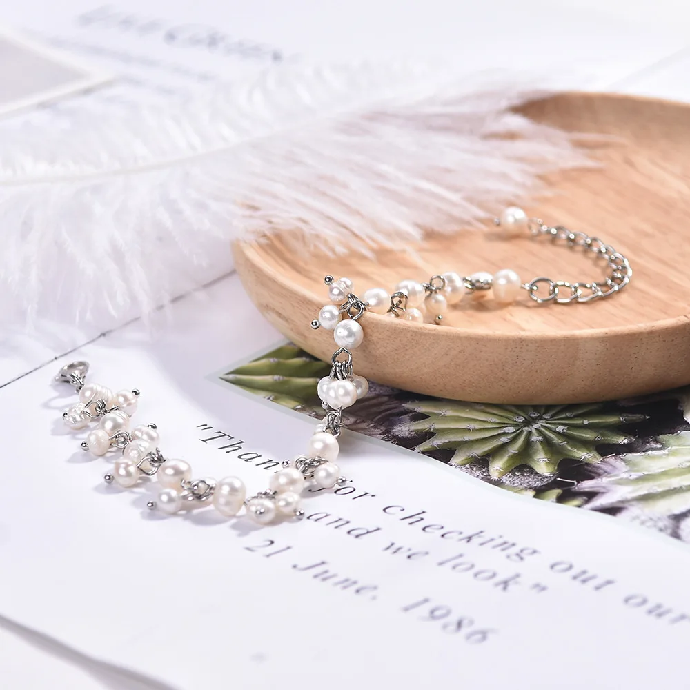 MNWT высококачественные натуральные жемчужные браслеты барокко женский браслет