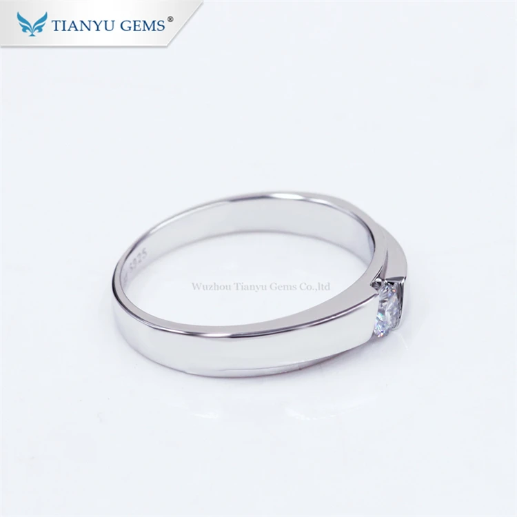 Tianyu драгоценные камни простой пасьянс кольцо 925 серебро moissanite вечерние подарки