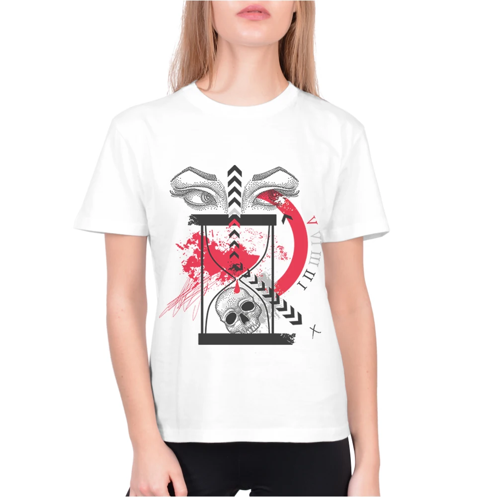 

Newest Korean Clothes Women Tees Shirt Female T Shirts O Neck Creative Hourglass Printing Cotton Short Sleeve Woman Tshirt Top