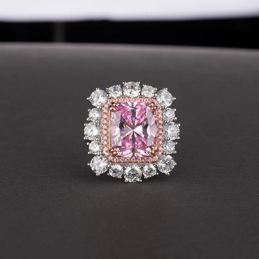 Pink Rainbamabom, 925 пробы, серебряный, розовый сапфир, камень по месяцу рождения, Свадебные обручальные кольца для пар, бриллианты, ювелирные изделия - Цвет камня: Pink