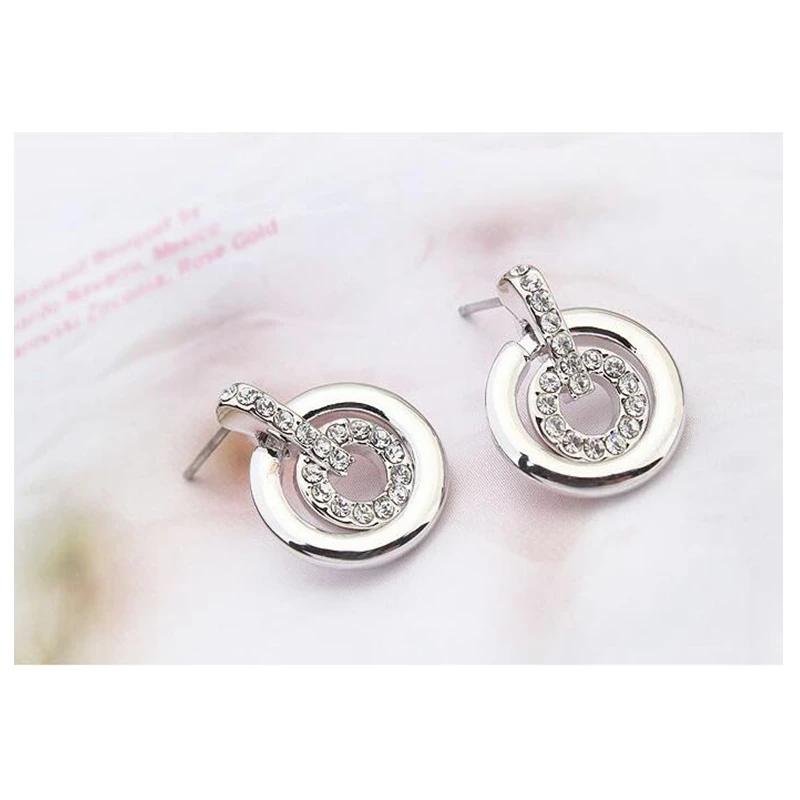 Женский ювелирный комплект из колье и серёг с кристаллами Сваровски|necklace earring|women