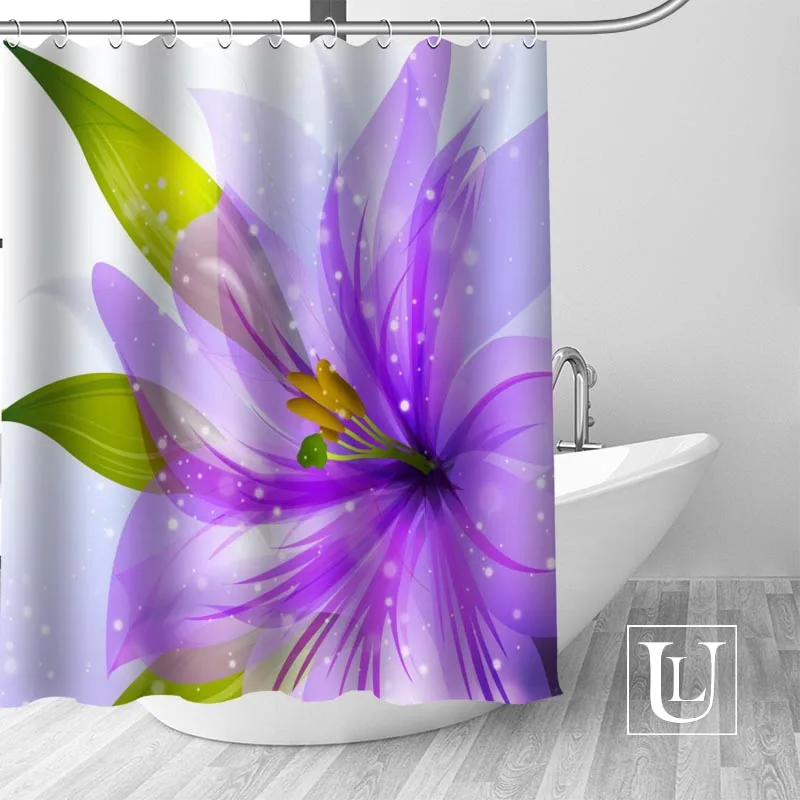 

Custom Flower background Bath Curtain Fabric Modern Shower Curtain bathroom beautiful Curtains Bath decor