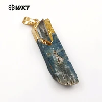 wt p1390 wholesale special fashion design custom blue kyanite with quartz charms 24k metal electroplated selenite for jewelry