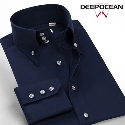 DaDDX86509L Deepocean модная мужская рубашка размера плюс, приталенная рубашка с длинным рукавом, брендовая хлопковая Повседневная Деловая мужская одежда DaDDX00615LS - Цвет: DaDDX86509L