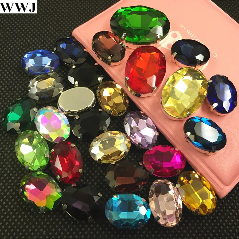 Стеклянные кристаллы овальной формы для пришивания всех размеров необычный
