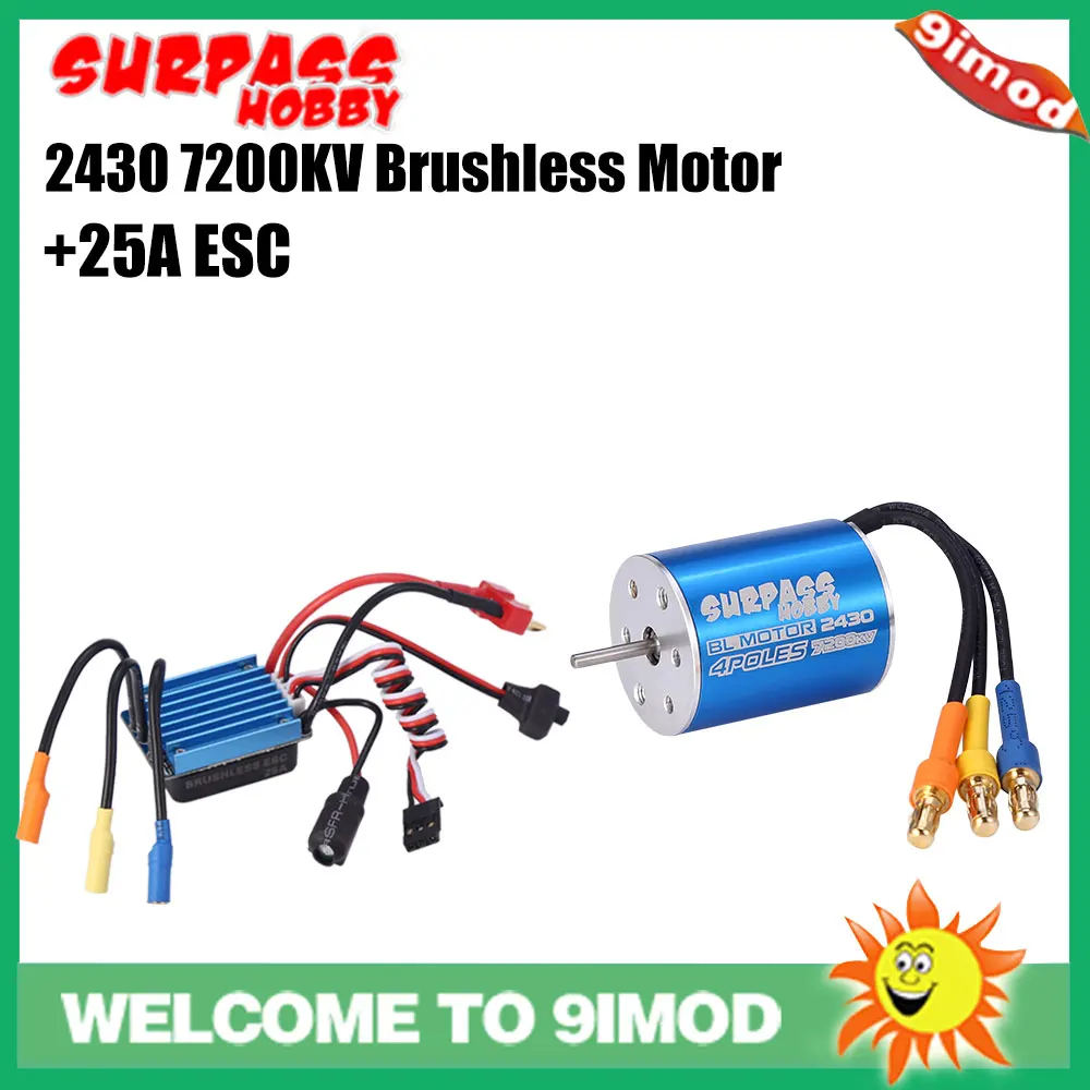 Бессенсорный бесщеточный двигатель SURPASS HOBBY 2430 7200KV 4P с 25 А бесщеточным ESC Combo для