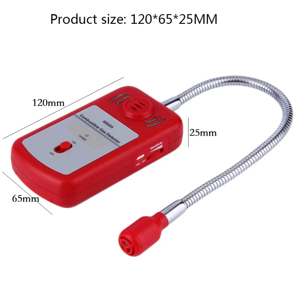Sensitive Combustible Gas Detector Analyzer Portable Leak Location Determine Tester With Sound-light Alarm Probe Bendable | Безопасность