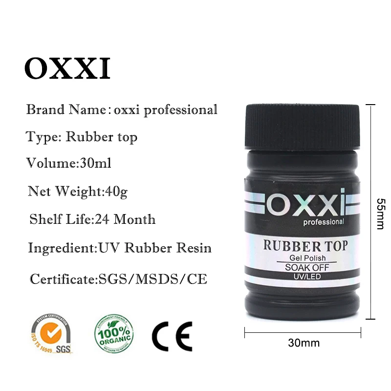 oxxi New Arrived 30ml Rubber Top Coat Bright Long-Lasting Gel Polish For Nails Desgin DIY Hybrid Varnishes Nail Base Coat Primer