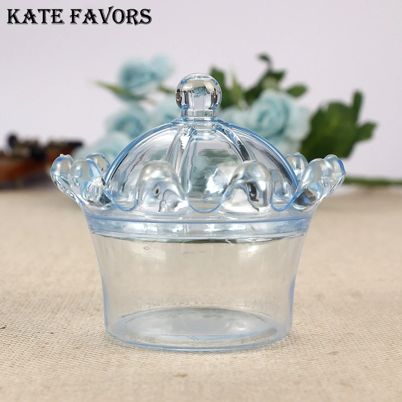 

12pcs Clear Crown Plastic Candy Box Transparent Wedding Favors and Gifts Wedding Candy Box Event Party Supplies 7*5cm