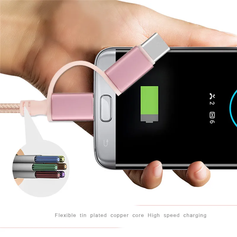 5 шт./лот 3 В 1 Для Iphone 7 Кабель + Micro Usb Тип C кабель Синхронизации Данных Быстрой