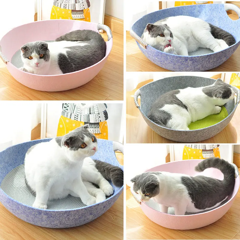Высококачественная фетровая кровать для кошек домик домашних котят ручной