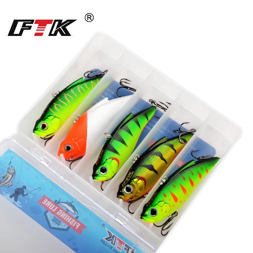 FTK 5 цветов/коробка рыболовная приманка набор блесна Isca Crankbait Pesca Jig рыболовных