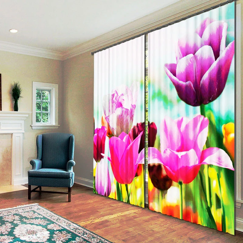 

CustomizedFlower Luxury 3D Blackout Window Curtain Drapes For Living room Bed room Hotel Wall Tapestry Cortinas