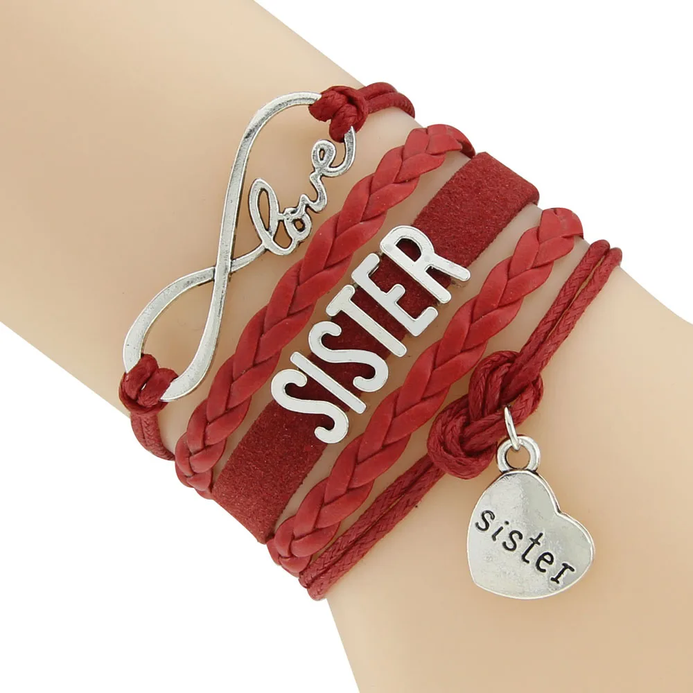 Бесконечность любовь вощеный шнур браслет версия сестра 6 видов цветов 2016 Новый