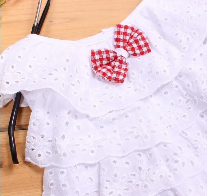 New Summer 2Pcs Toddler Clothes Baby Girls Ruffled T-shirt Top+Dots Shorts Suits Cute Sets |