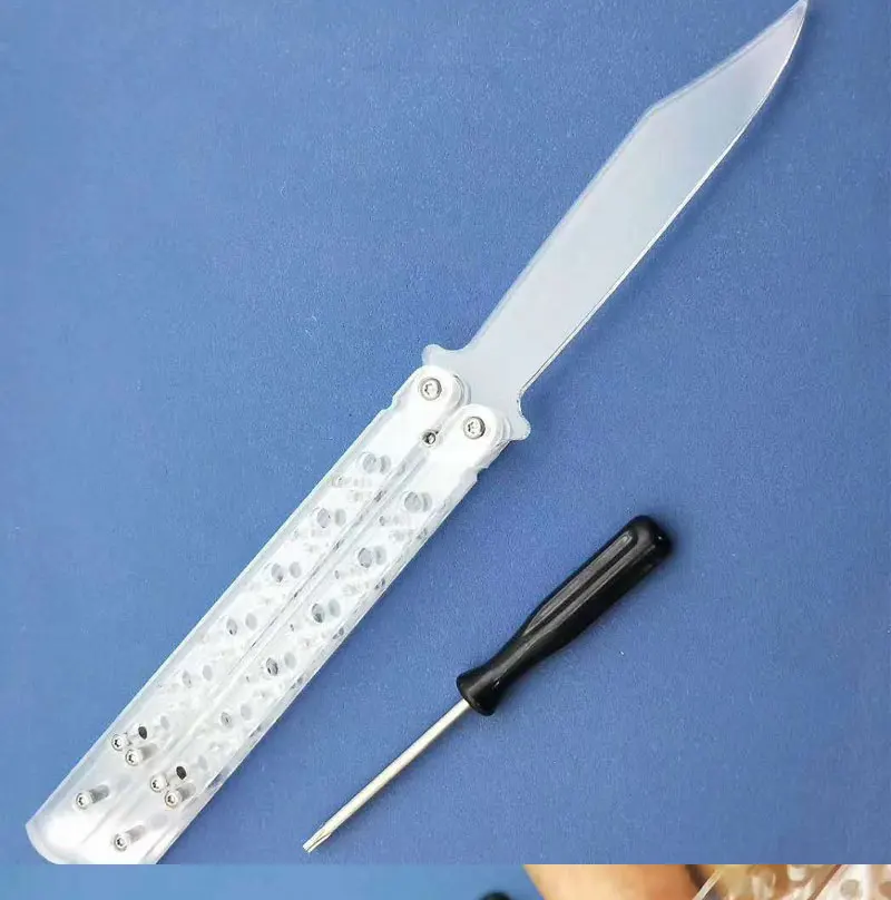 1 шт., Акриловые Складные карманные инструменты Balisong с бабочкой, модель не острая бабочка, тренировочный фиксированный нож, нож Karambit Csgo