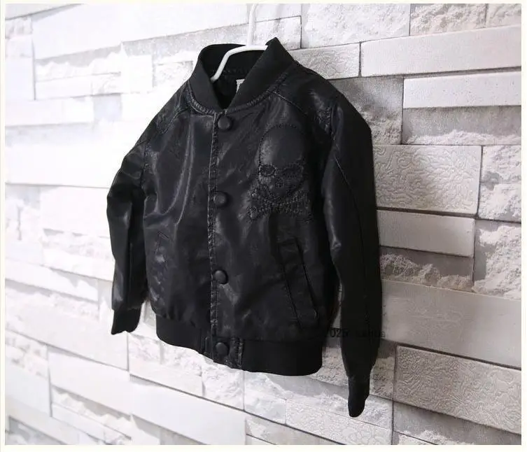 Детские куртки для Обувь мальчиков Искусственная кожа куртка Демисезонный череп