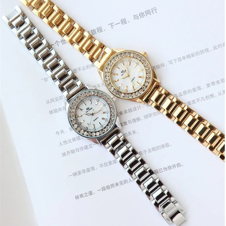 Часы наручные женские кварцевые креативные модные брендовые золотистые