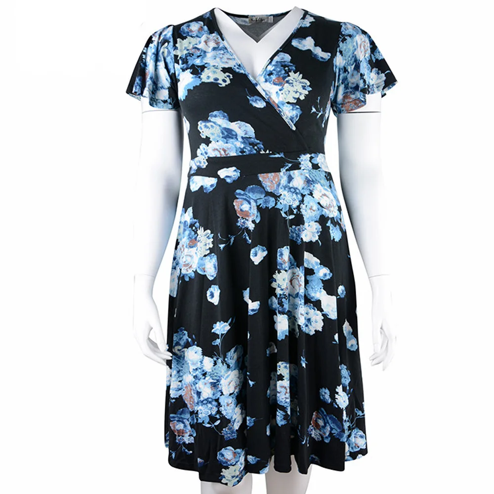 Женское винтажное платье Kenancy с коротким рукавом и цветочным принтом большие