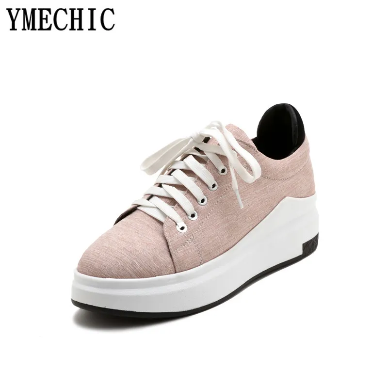 YMECHIC 2018 осенние черные серые туфли на плоской платформе с перекрестной шнуровкой