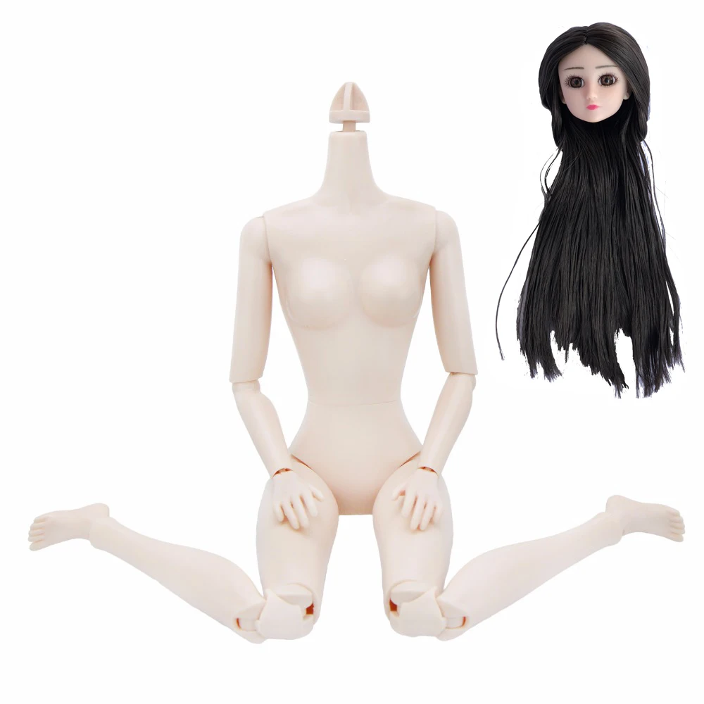 3D голова темно коричневые прямые волосы аксессуары сделай сам для шарнирной