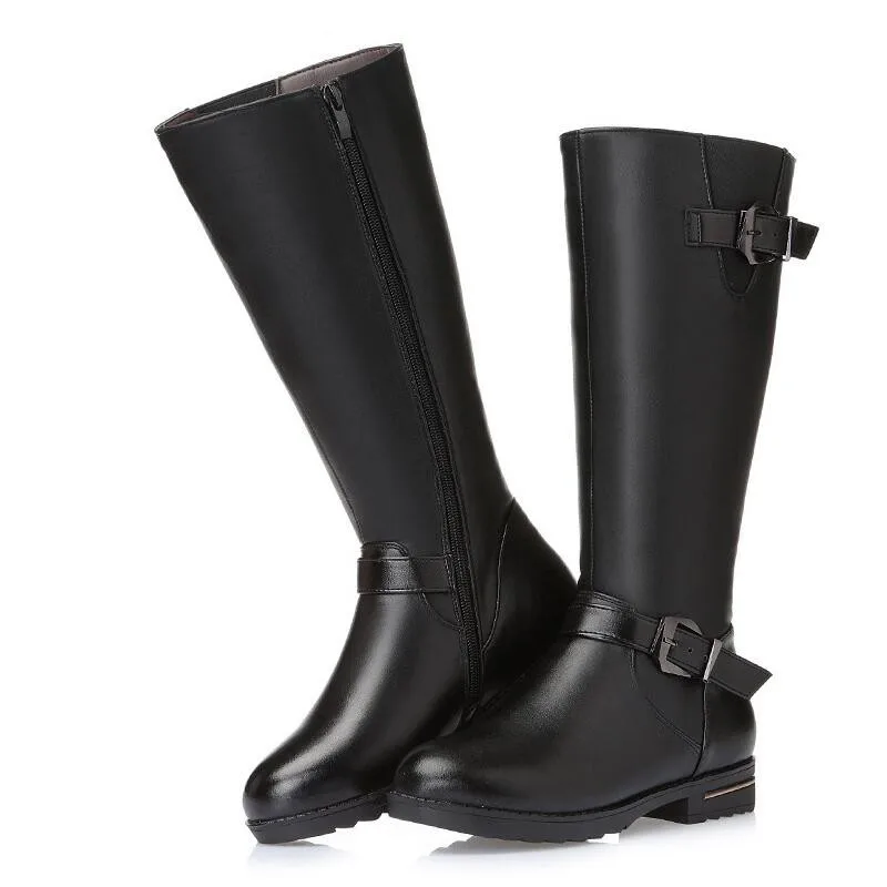 

ZXRYXGS Brand Shoes Woman High Boots 2021 New Plus Size Warm Comfort Winter Shoes Snow Boots Genuine Leather Shoes Knight Boots
