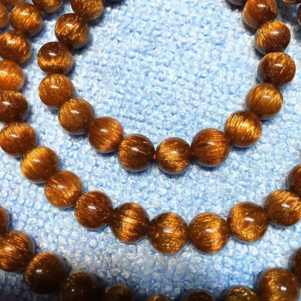 100% натуральная Медь Rutilated Кварц 7 мм Кристальный эффект кошачьих глаз драгоценные