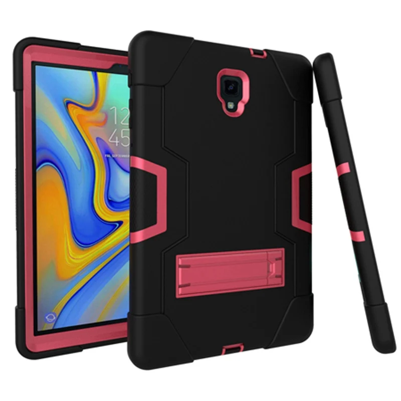 Детский противоударный Гибридный Силиконовый чехол для samsung Galaxy Tab A 10,5 T590 T595 T597, защитный чехол Tab A 10,5 дюйма, Чехол+ пленка+ ручка - Цвет: blackR
