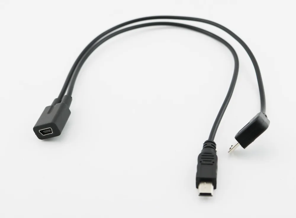 

10pcs Mini USB 2.0 Female Jack To Mini USB Male Plug + Micro USB Male 90 Degree Right Angle Charger Adapter Cable 30cm
