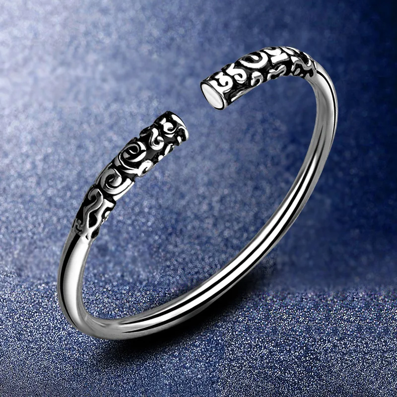 Модные мужские Индивидуальные Ретро Браслеты 2018 открытые золотые обручи для
