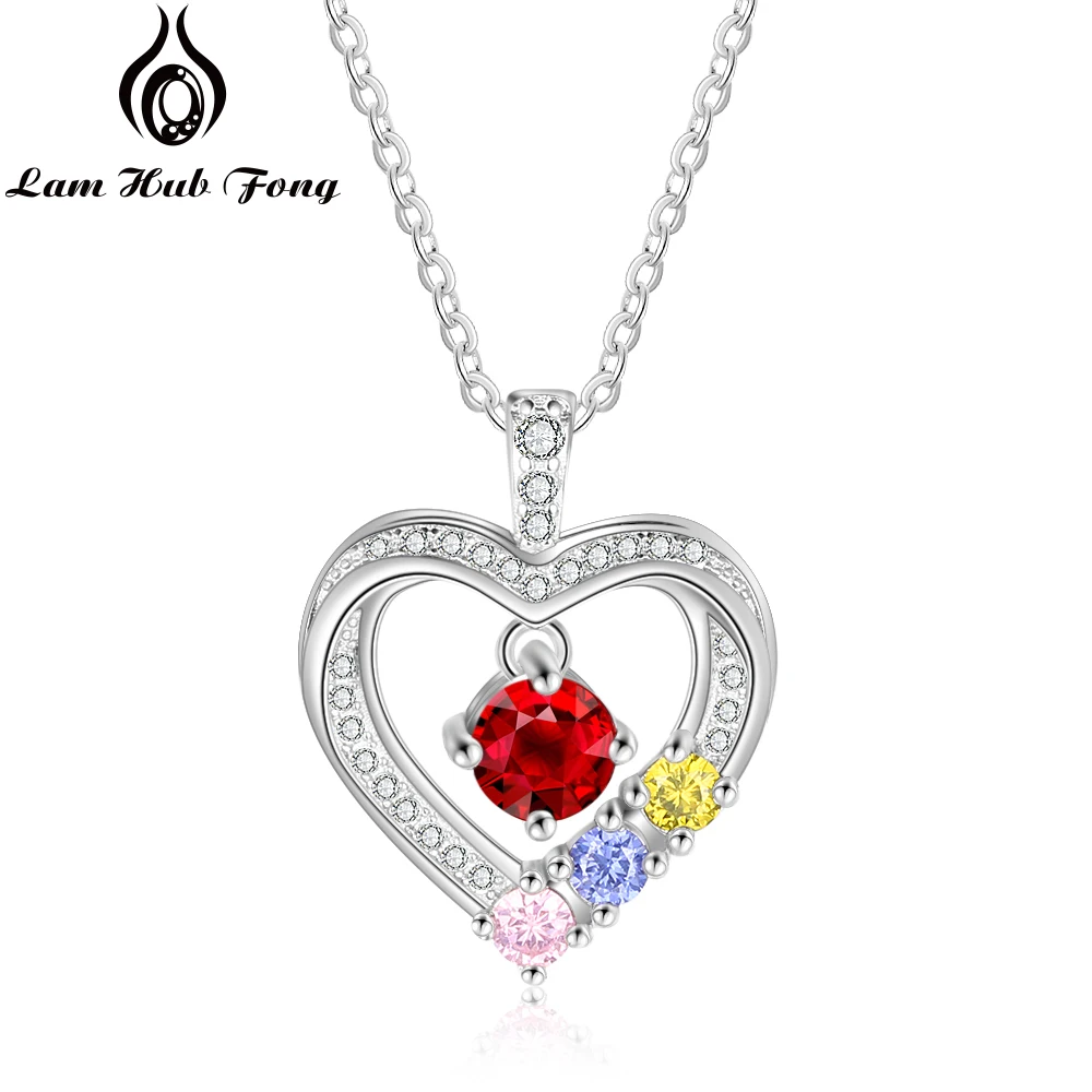 

Индивидуальные ожерелья с подвесками в форме сердца, подвески на заказ, ожерелья с 4 камнями по месяцу рождения, семейная бижутерия, подарок ...