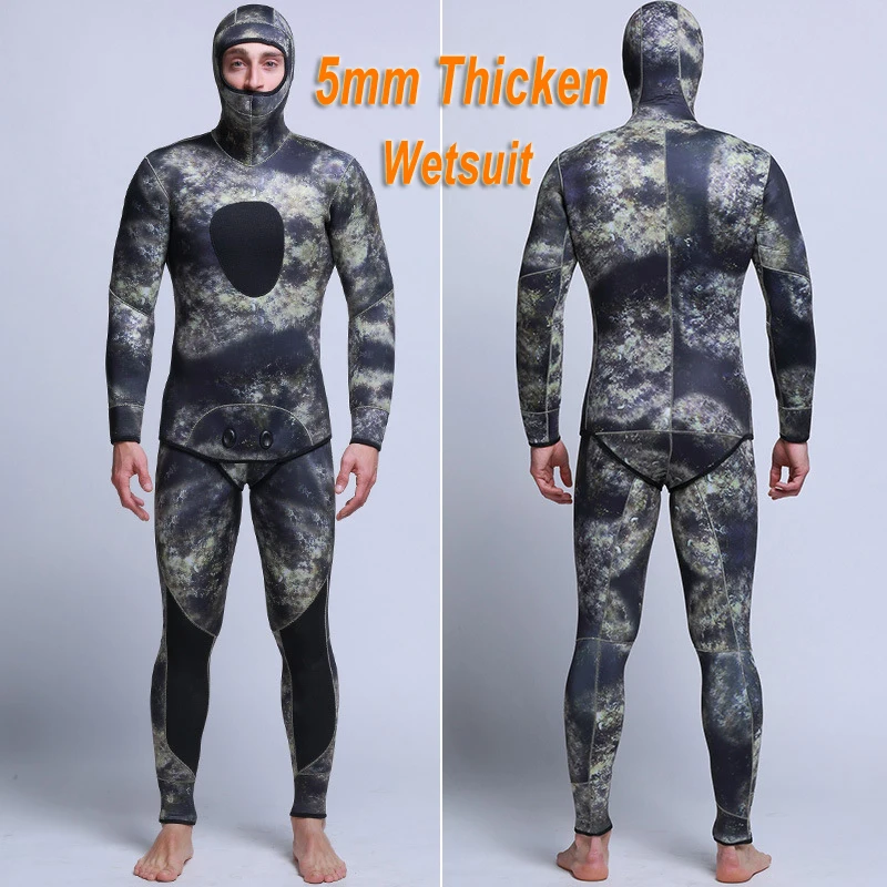 

Men's 5mm SCR Full Suit Camouflage two Piece Splicing Diving Suits Surfing snorkel swimsuit Split Suits combinaison surf wetsuit