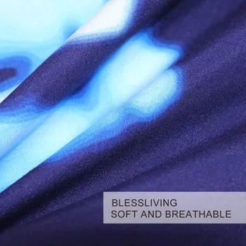 BlessLiving 3 Pcs Blue Tie Dye Bedding Set Boho Indigo Bedspreads Chic Blue and White Watercolor Duvet Cover With Pillowcases 2